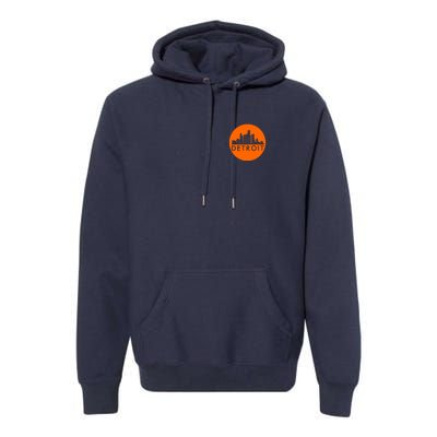 Detroit Simple Orange Logo Front And Back Premium Hoodie