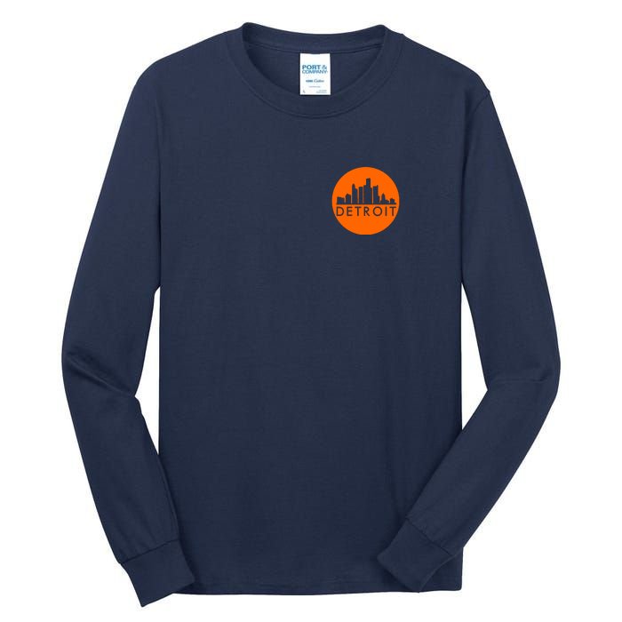 Detroit Simple Orange Logo Front And Back Tall Long Sleeve T-Shirt