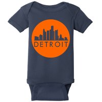 Detroit Simple Orange Logo Front And Back Baby Bodysuit