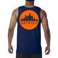 Detroit Simple Orange Logo Front And Back Tank Top