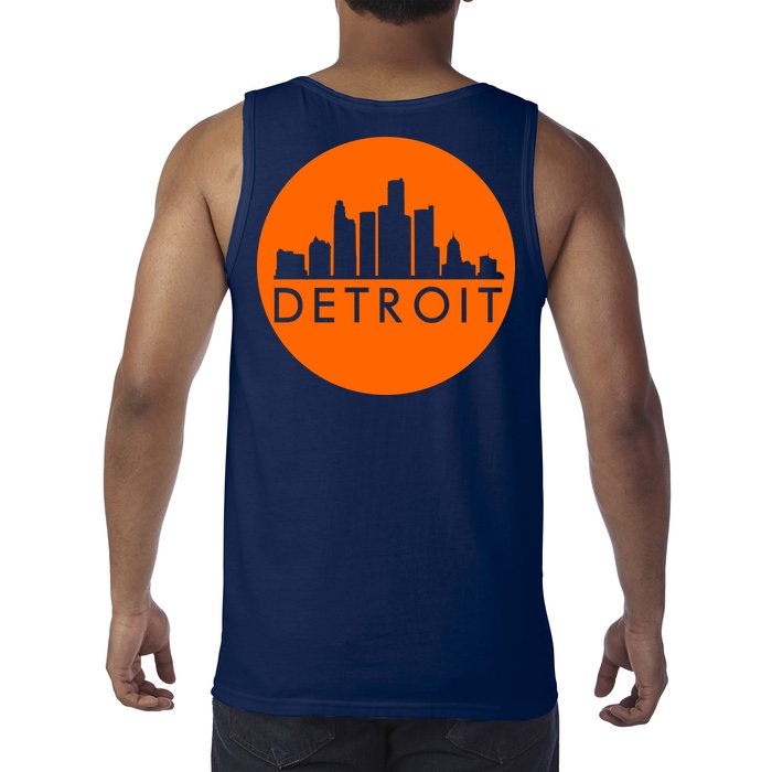 Detroit Simple Orange Logo Front And Back Tank Top