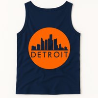 Detroit Simple Orange Logo Front And Back Tank Top