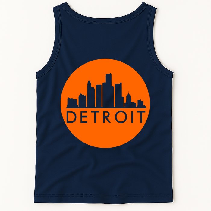 Detroit Simple Orange Logo Front And Back Tank Top