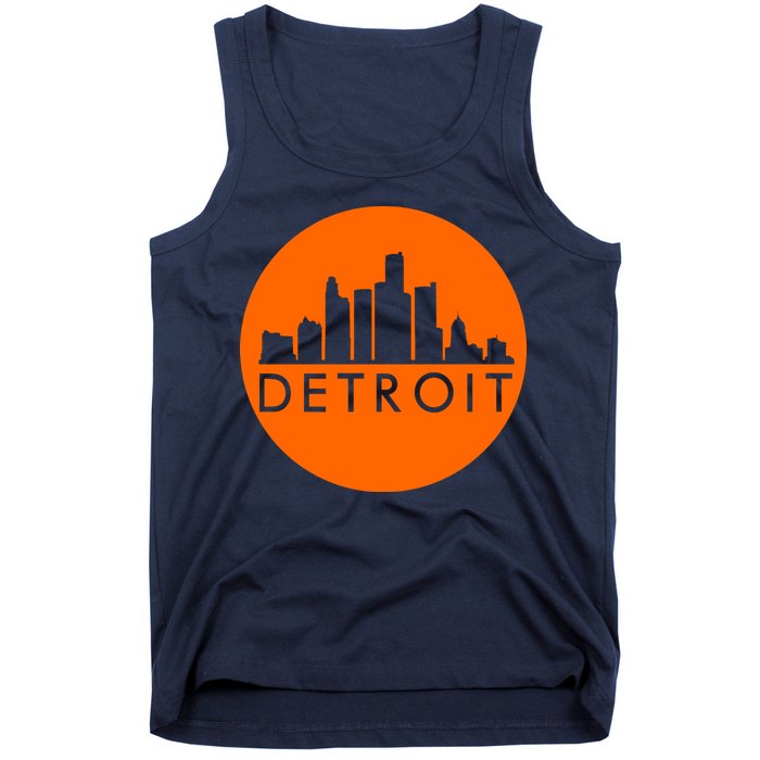 Detroit Simple Orange Logo Front And Back Tank Top