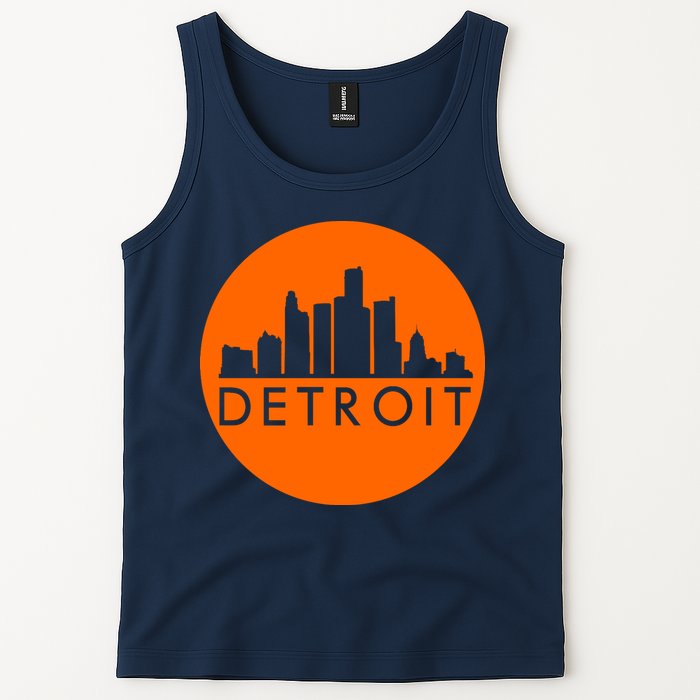 Detroit Simple Orange Logo Front And Back Tank Top