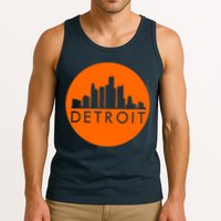 Detroit Simple Orange Logo Front And Back Tank Top