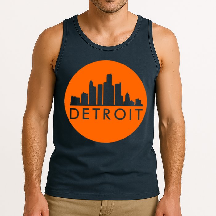 Detroit Simple Orange Logo Front And Back Tank Top