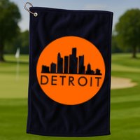 Detroit Simple Orange Logo Front And Back Golf Towel