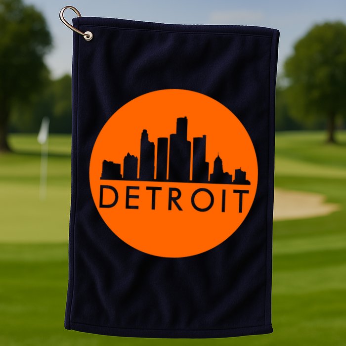 Detroit Simple Orange Logo Front And Back Golf Towel