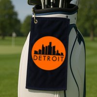 Detroit Simple Orange Logo Front And Back Golf Towel
