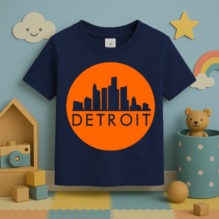 Detroit Simple Orange Logo Front And Back Toddler T-Shirt