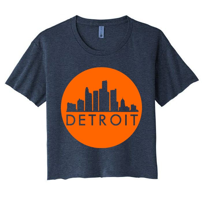 Detroit Simple Orange Logo Front And Back Crop Top