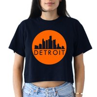 Detroit Simple Orange Logo Front And Back Crop Top