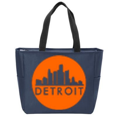 Detroit Simple Orange Logo Front And Back Zip Tote Bag