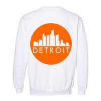Detroit Simple Orange Logo Front And Back Garment-Dyed Sweatshirt