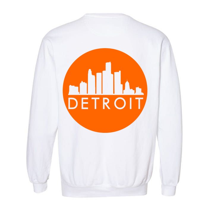 Detroit Simple Orange Logo Front And Back Garment-Dyed Sweatshirt