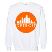 Detroit Simple Orange Logo Front And Back Garment-Dyed Sweatshirt