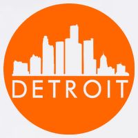 Detroit Simple Orange Logo Front And Back Garment-Dyed Sweatshirt
