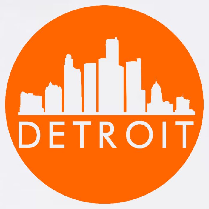 Detroit Simple Orange Logo Front And Back Garment-Dyed Sweatshirt