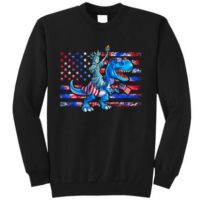 Dino Statue Of Liberty 4th Of July American Flag Sweatshirt