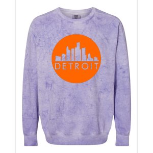 Detroit Simple Orange Logo Colorblast Crewneck Sweatshirt