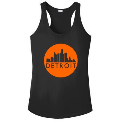 Detroit Simple Orange Logo Ladies PosiCharge Competitor Racerback Tank