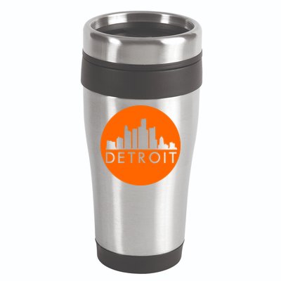 Detroit Simple Orange Logo 16oz Travel Tumbler