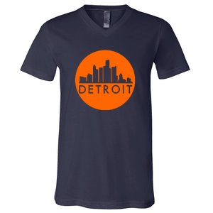 Detroit Simple Orange Logo V-Neck T-Shirt