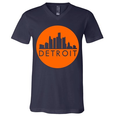 Detroit Simple Orange Logo V-Neck T-Shirt