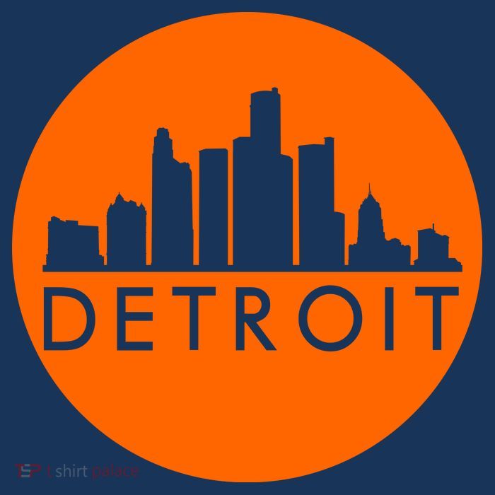Detroit Simple Orange Logo Drawstring Bag
