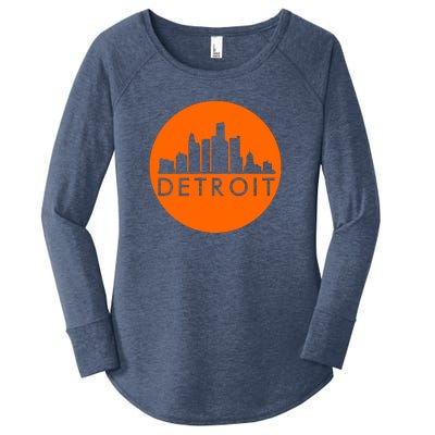 Detroit Simple Orange Logo Women's Perfect Tri Tunic Long Sleeve Shirt