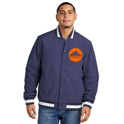 Detroit Simple Orange Logo Insulated Varsity Jacket