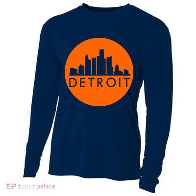 Detroit Simple Orange Logo Cooling Performance Long Sleeve Crew