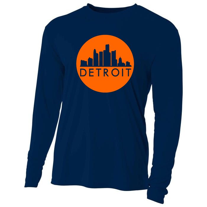 Detroit Simple Orange Logo Cooling Performance Long Sleeve Crew