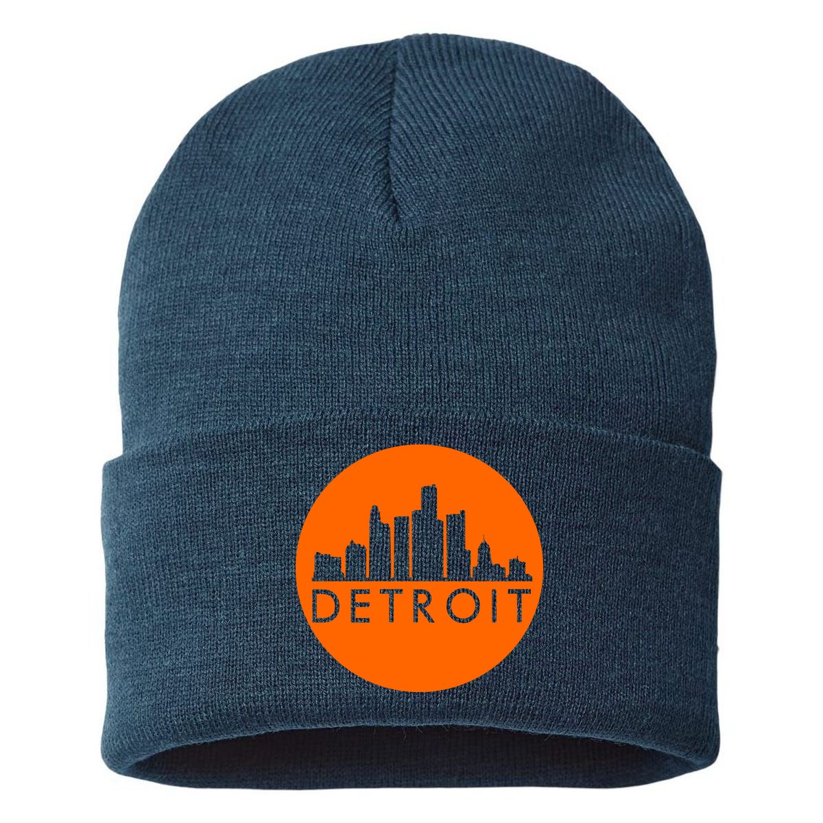 Detroit Simple Orange Logo Sustainable Knit Beanie