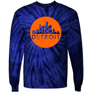 Detroit Simple Orange Logo Tie-Dye Long Sleeve Shirt