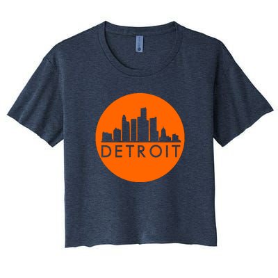 Detroit Simple Orange Logo Women's Crop Top Tee