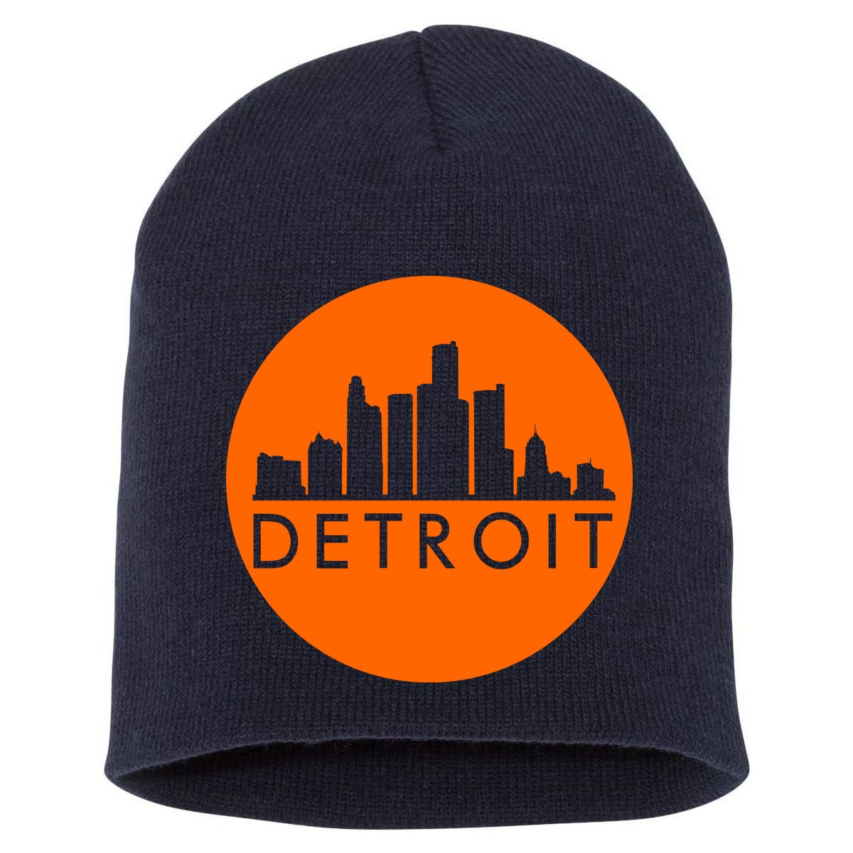 Detroit Simple Orange Logo Short Acrylic Beanie