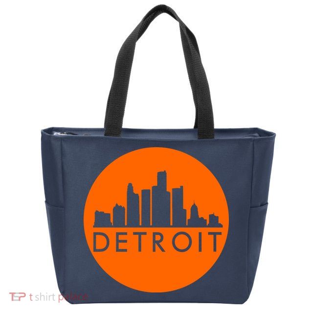 Detroit Simple Orange Logo Zip Tote Bag