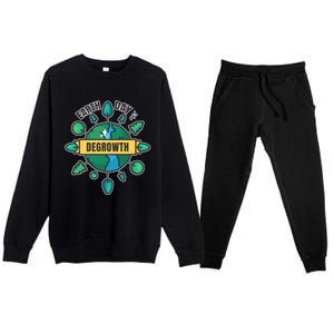 Degrowth Save Our Planet Retro Groovy Design Earth Day Gift Premium Crewneck Sweatsuit Set