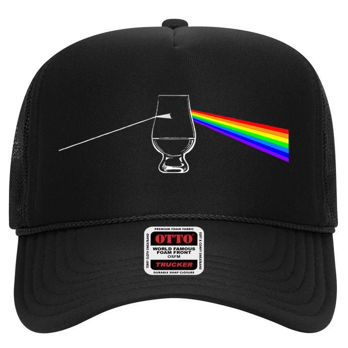 Dark Side Of The Glen Whiskey Bourbon Lover Drinker High Crown Mesh Back Trucker Hat