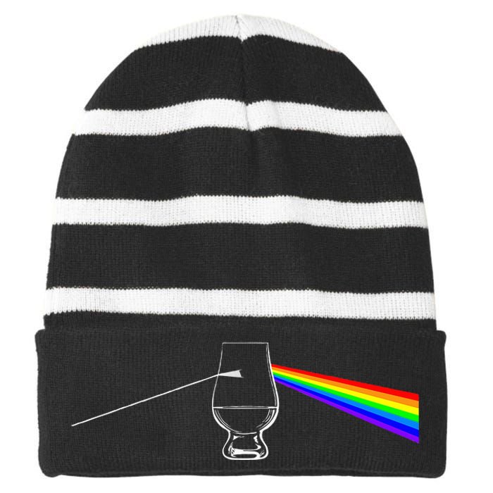 Dark Side Of The Glen Whiskey Bourbon Lover Drinker Striped Beanie with Solid Band