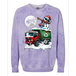 Dabbing Snow On Garbage Truck Christmas Driver Lover Funny Gift Colorblast Crewneck Sweatshirt