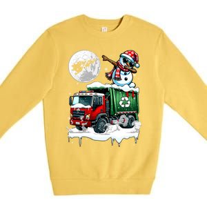 Dabbing Snow On Garbage Truck Christmas Driver Lover Funny Gift Premium Crewneck Sweatshirt