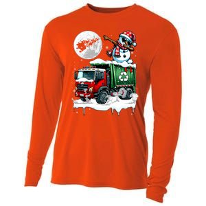 Dabbing Snow On Garbage Truck Christmas Driver Lover Funny Gift Cooling Performance Long Sleeve Crew