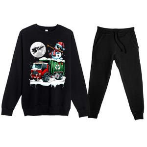 Dabbing Snow On Garbage Truck Christmas Driver Lover Funny Gift Premium Crewneck Sweatsuit Set