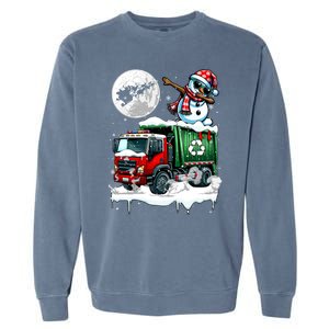 Dabbing Snow On Garbage Truck Christmas Driver Lover Funny Gift Garment-Dyed Sweatshirt