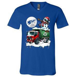 Dabbing Snow On Garbage Truck Christmas Driver Lover Funny Gift V-Neck T-Shirt