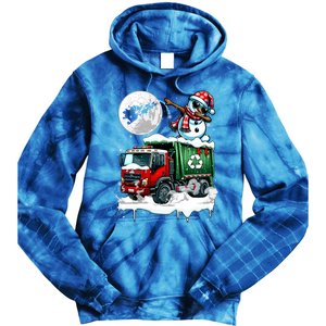 Dabbing Snow On Garbage Truck Christmas Driver Lover Funny Gift Tie Dye Hoodie