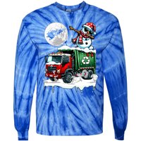 Dabbing Snow On Garbage Truck Christmas Driver Lover Funny Gift Tie-Dye Long Sleeve Shirt